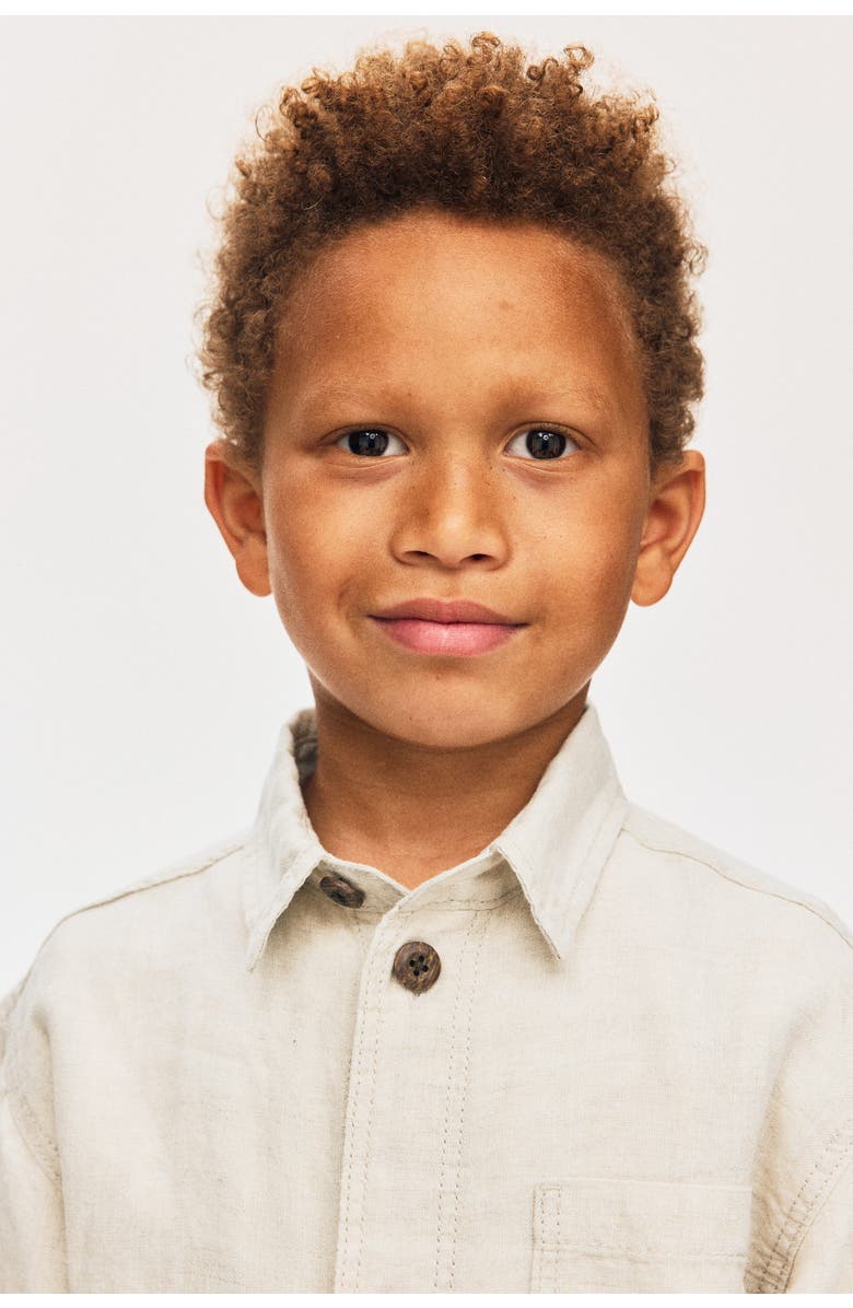 H&M Linen Overshirt, Alternate, color, Light Beige