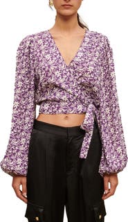 maje Loniriqua Wrap Linen Blend Crop Top