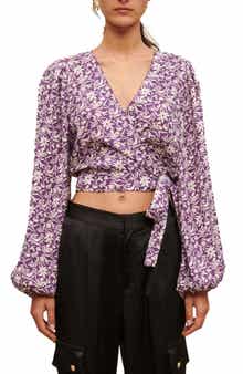 maje Loniriqua Wrap Linen Blend Crop Top