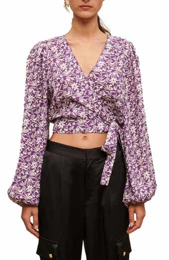 maje Loniriqua Wrap Linen Blend Crop Top