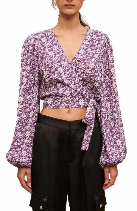 maje Loniriqua Wrap Linen Blend Crop Top