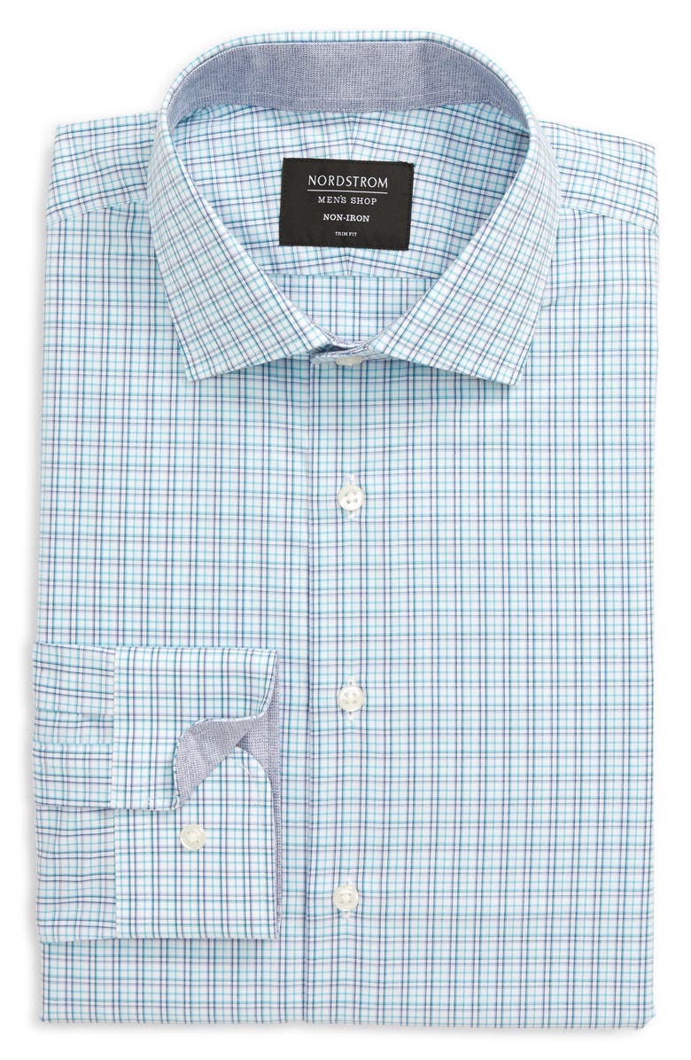 NORDSTROM MEN'S SHOP Trim Fit Non-Iron Plaid Dress Shirt, Alternate, color, 