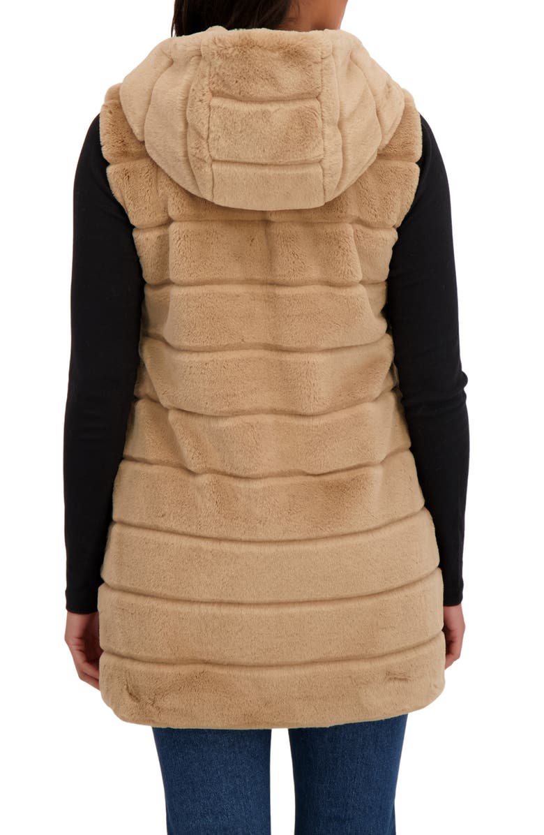 Sebby Faux Fur Hooded Vest, Alternate, color, Camel