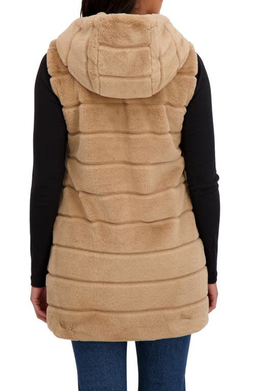 Sebby Faux Fur Hooded Vest In Brown