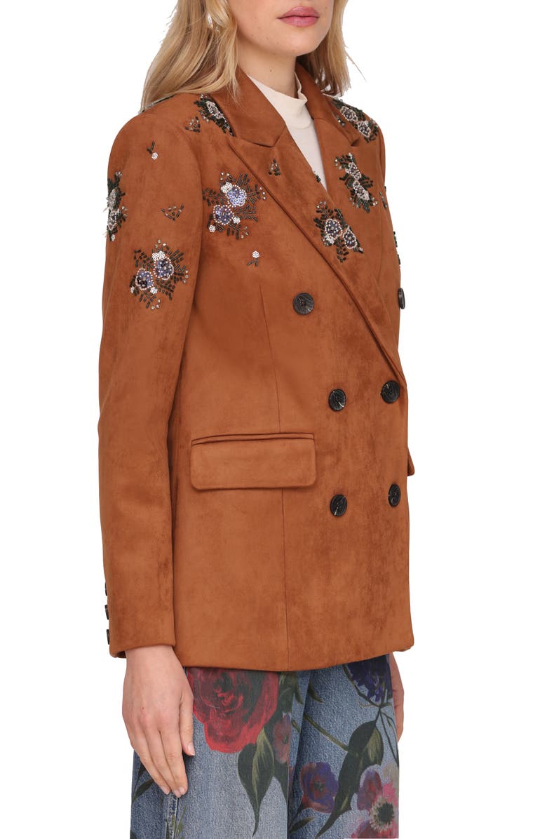 Avec Les Filles Beaded Double Breasted Jacket, Alternate, color, Brown