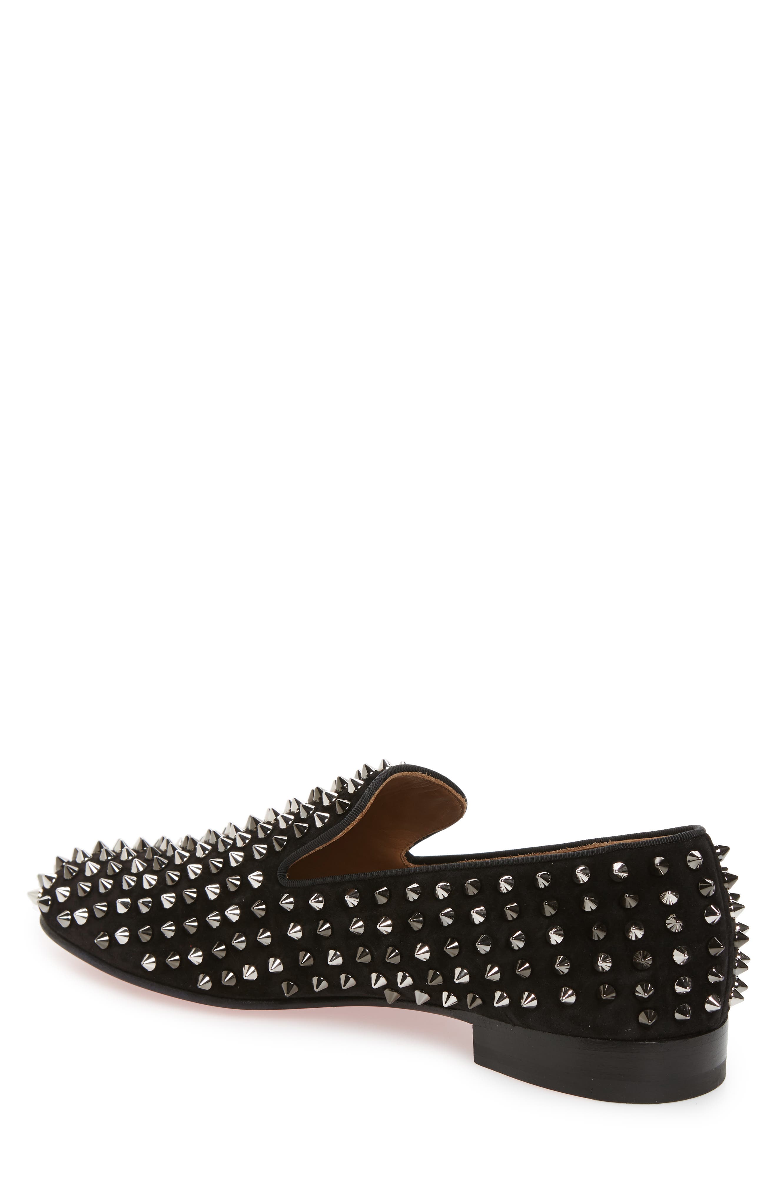 Christian Louboutin Rollerboy Spike Smoking Slipper, Alternate, color, 