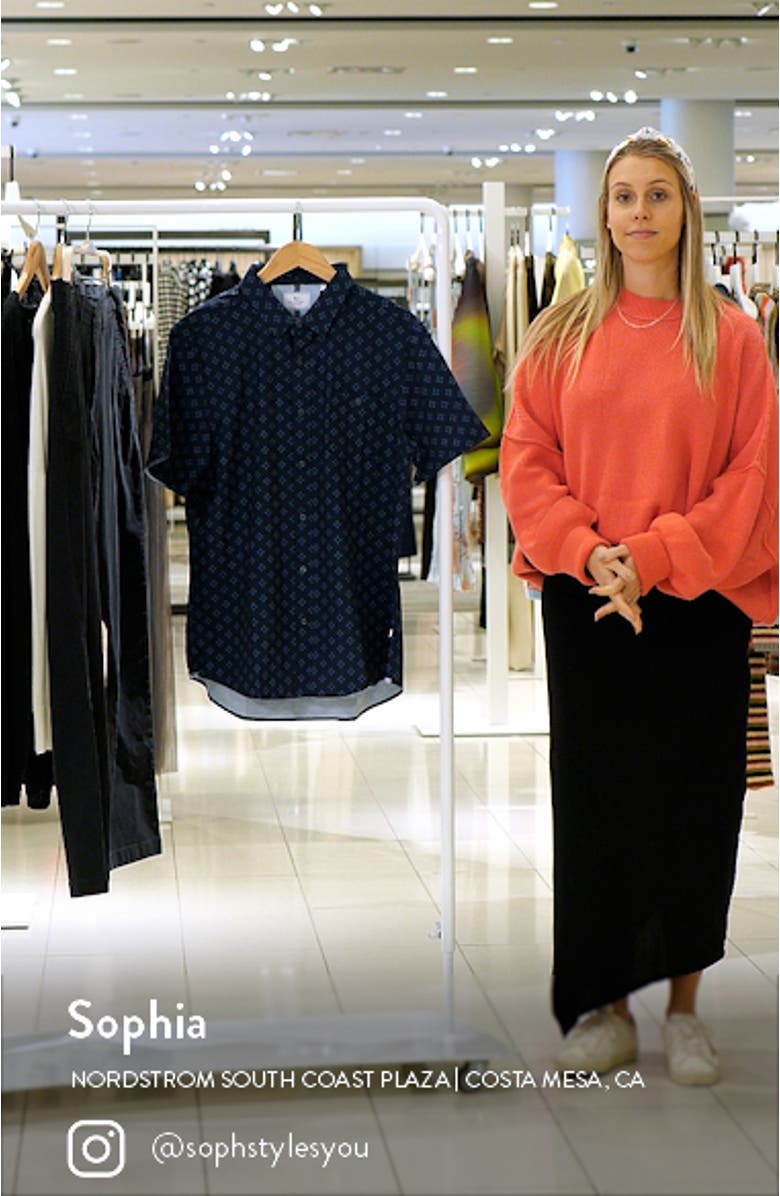 Bradford Geo Print Short Sleeve Performance Button-Up Shirt, sales video thumbnail