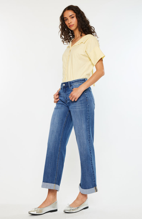 Kancan Reyna Essentials High Rise Wide Leg Jeans In Blue