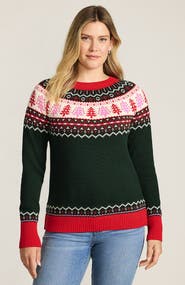 Lands' End Drifter Jacquard Raglan Crew Neck Sweater
