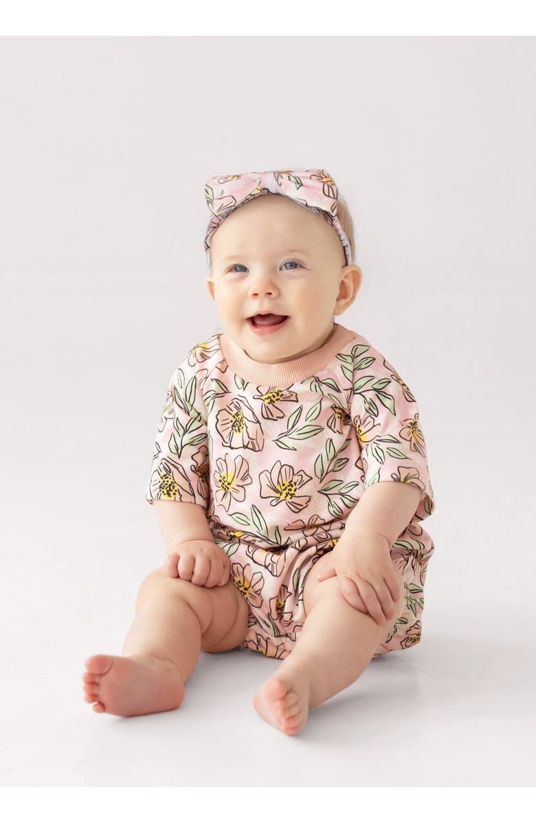 Mabel + Honey Quinn Short Sleeve Romper, Alternate, color, Pink