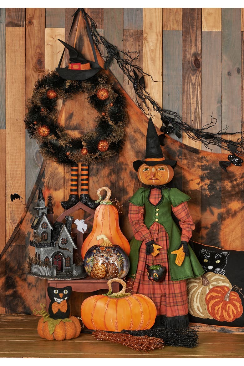 Ophelia Pumpkin Witch Halloween Joe Spencer Gathered Traditions Figurine, Alternate, color, Orange