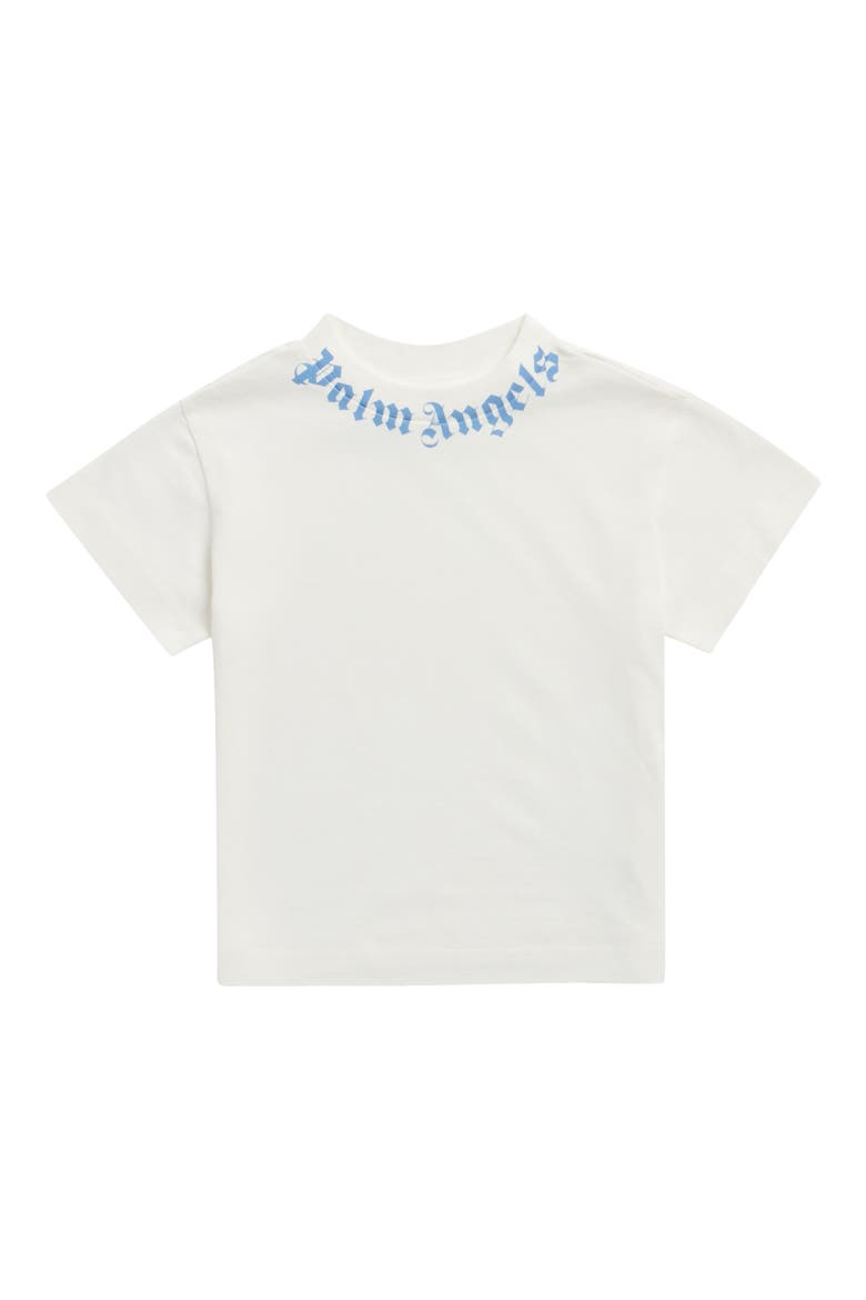 Kids' Logo Crewneck T-Shirt, Main, color, OFF WHITE - LIGHT BLUE