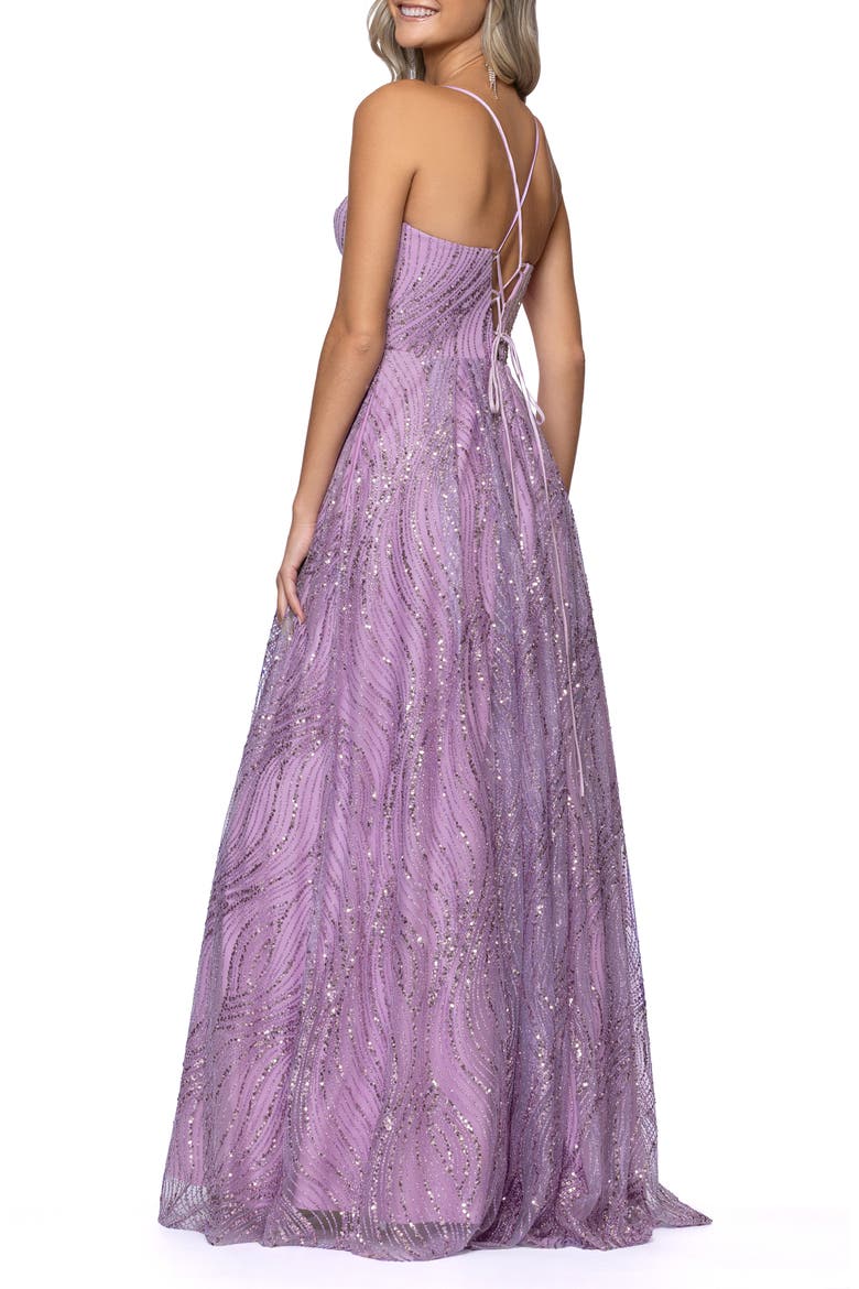 Glitter Mesh Gown, Alternate, color, LAVENDER