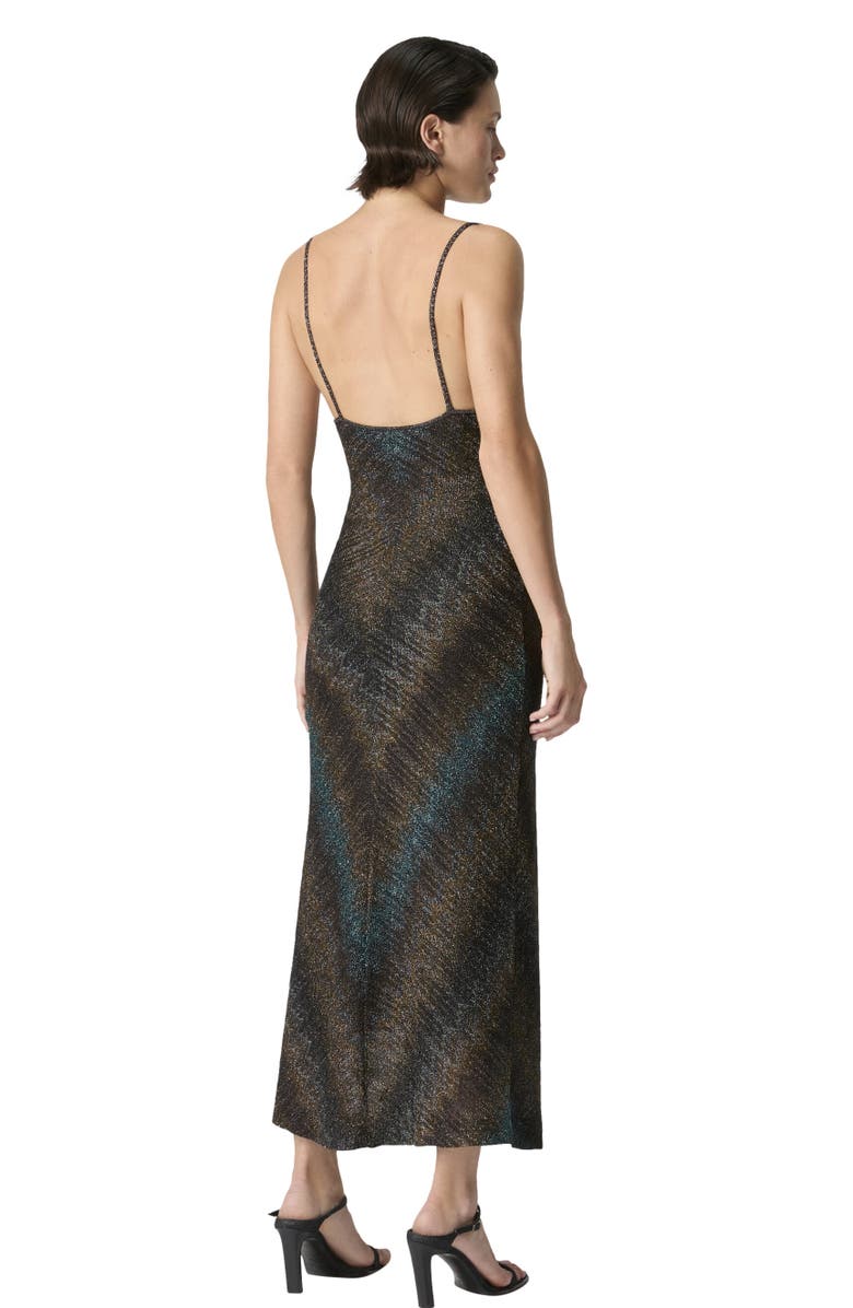 Missoni Long Dress In Viscose Lamé With Deep Neckline, Alternate, color, Tan