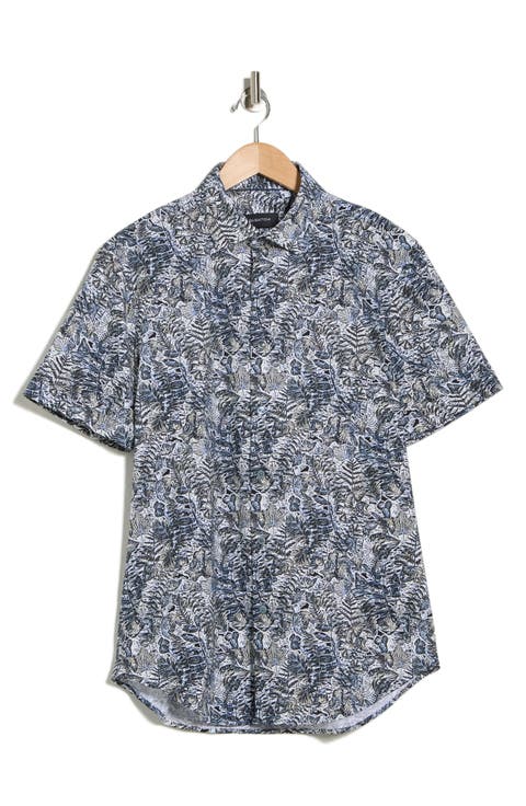 Print Short Sleeve Button-Up Shirt