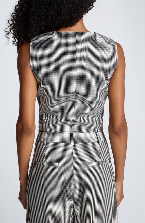 Kenneth Cole Cropped Fitted Bodice Houndstooth Vest In Gray