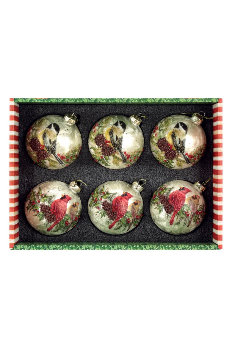 Cardinal Chickadee Ornament, Box of 6, Alternate, color, Red