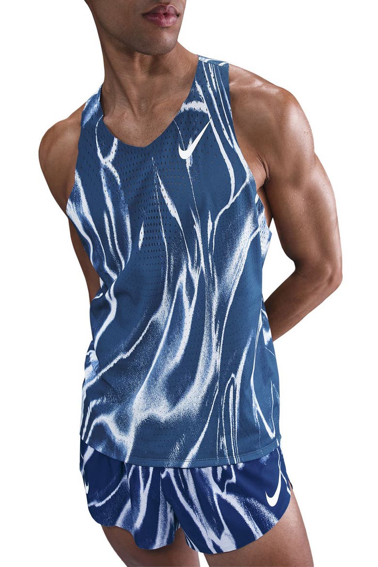 AeroSwift Dri-FIT ADV Running Singlet, Main, color, COASTAL BLUE/ WHITE