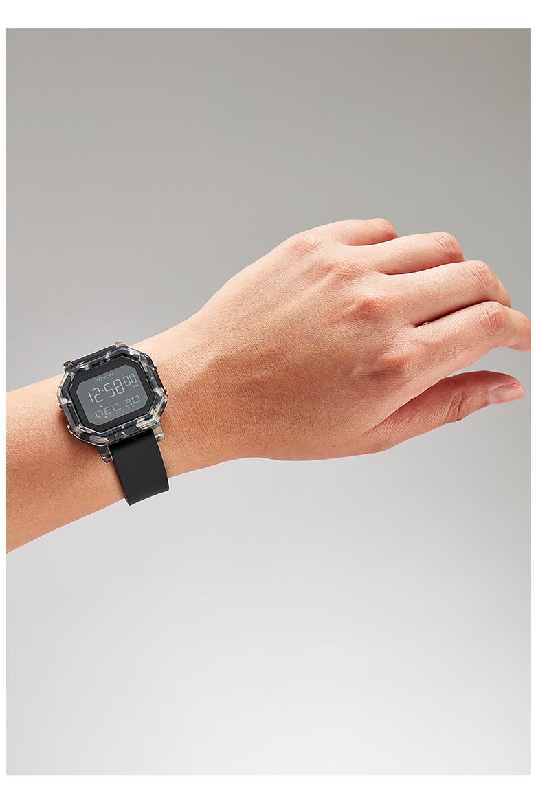 Siren Digital Silicone Strap Watch, 38mm, Alternate, color, BLACK TORTOISE