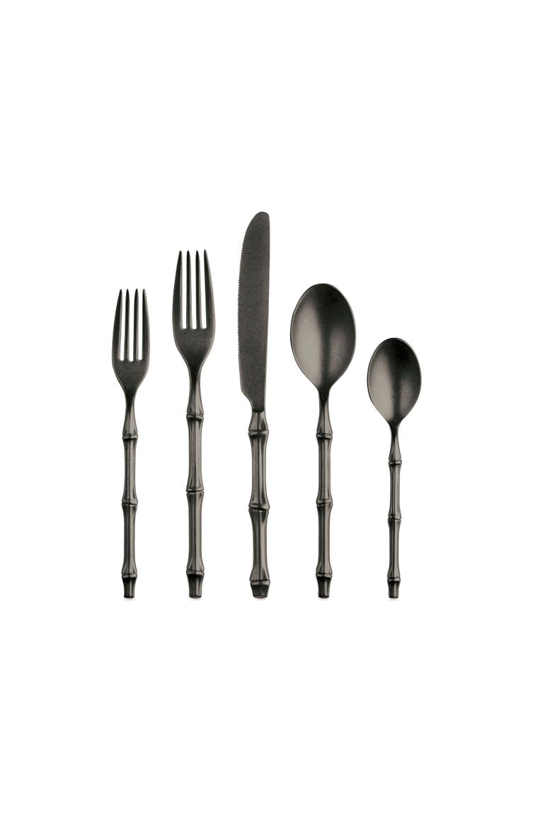 Bali Flatware Set - 5 Pieces, Main, color, Pewter Black Gold