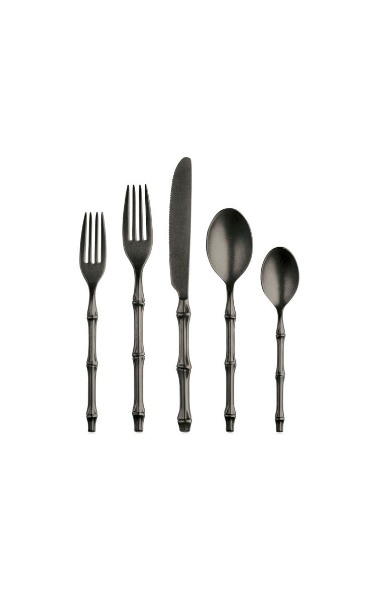 Mepra Bali Flatware Set - 5 Pieces, Main, color, Pewter Black Gold