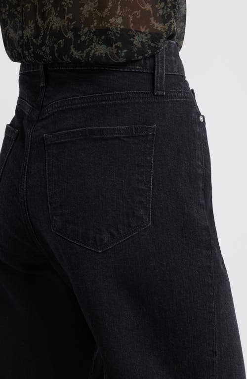 Paige Anessa Raw Hem High Waist Ankle Wide Leg Jeans In Black