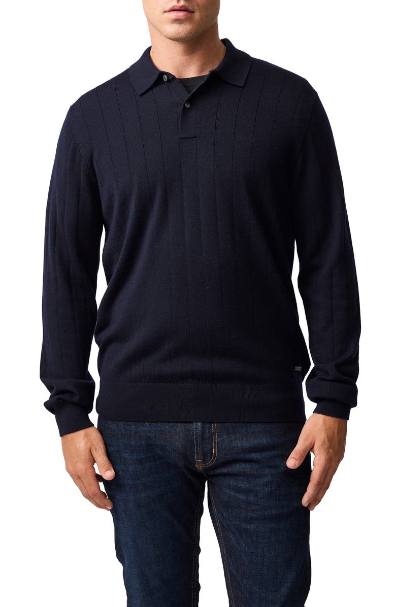 Rodd & Gunn Murdoch Merino Wool Polo, Main, color, Ink
