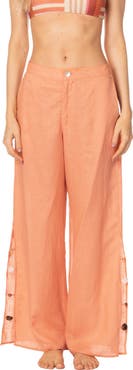 KIBYS Sunset Bazaar Tangerine Zenda Linen Pant with Gems