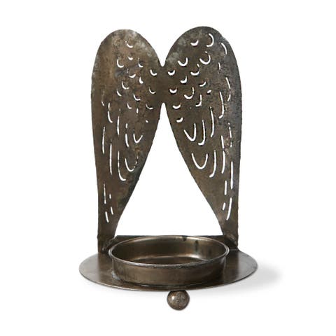 Angel Wings Tealight Holder Antique Brass Gold Iron Candle