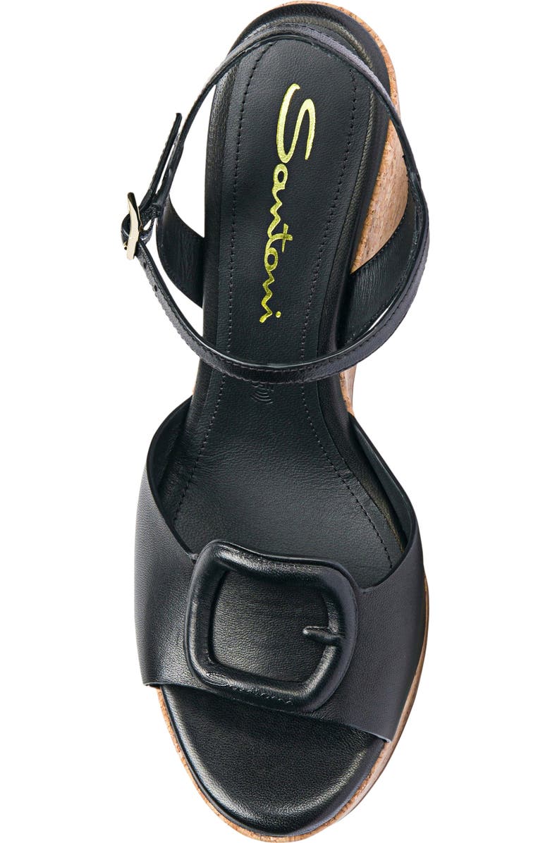 Santoni Women
s leather wedge, Alternate, color, Black