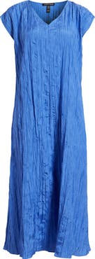 Eileen Fisher Cap Sleeve Silk Maxi Dress