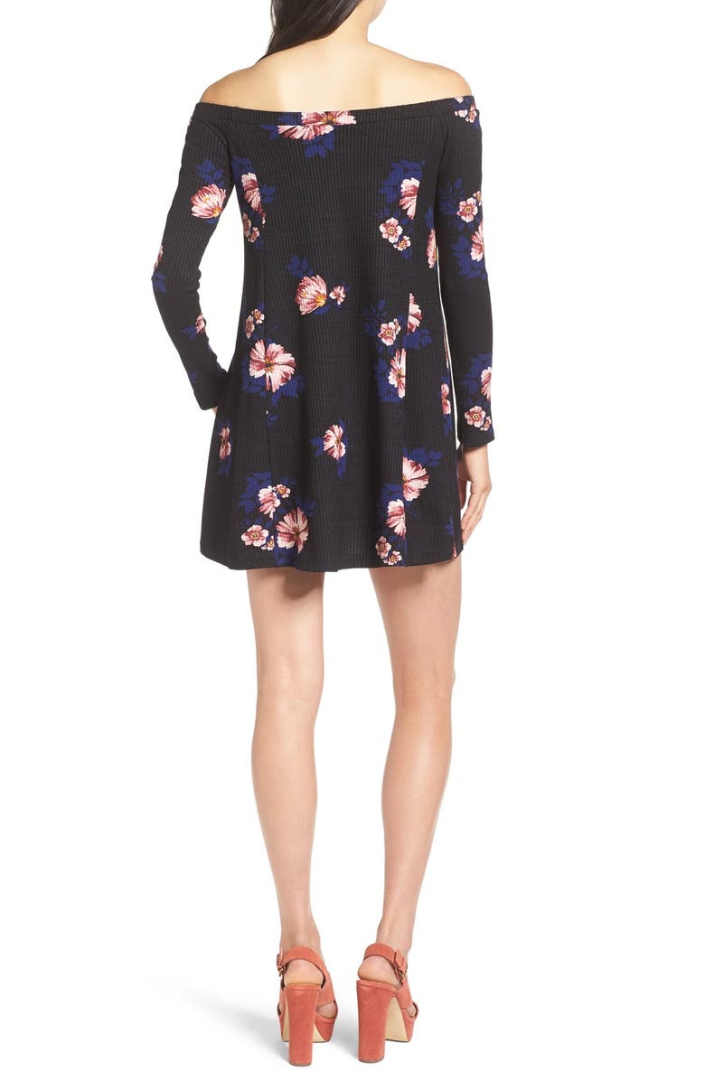 All in Favor Off the Shoulder Floral Print Dress, Alternate, color, 
