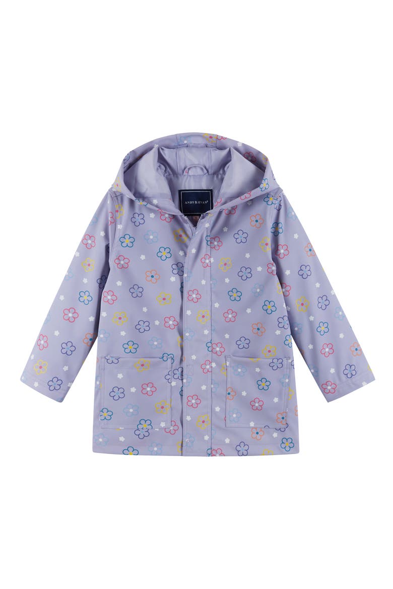 Kids' Hooded Rain Coat, Main, color, PURPLE FLORAL