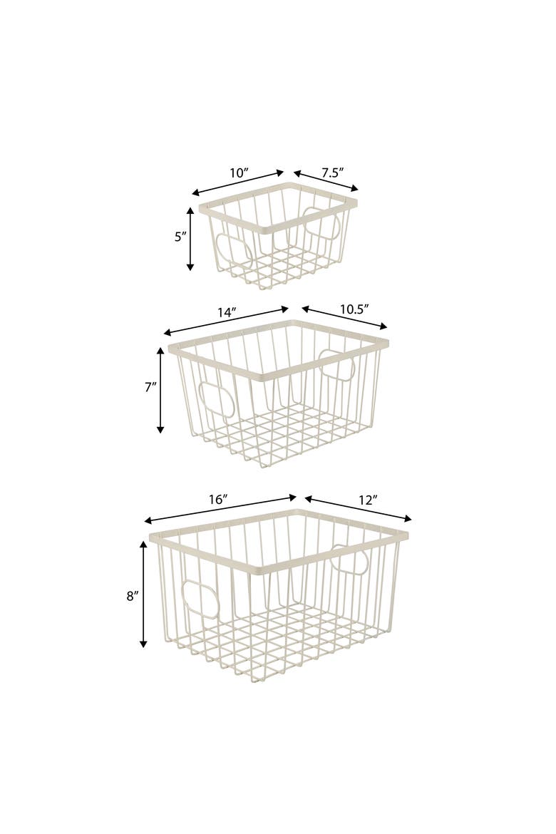 Camden Vintage Industrial Handmade Wire Metal Nesting Storage Baskets, Alternate, color, Almond