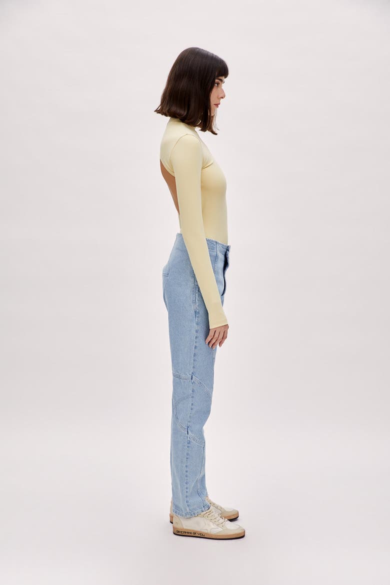 Cotton Stitch Detail Straight Denim, Alternate, color, blue