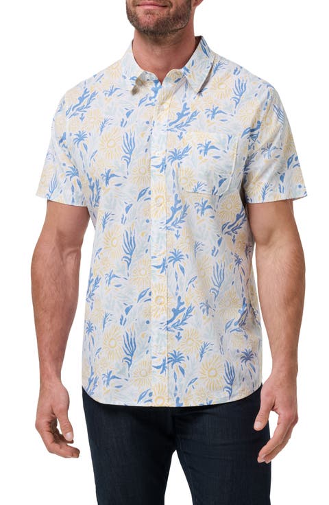 Souvenir City Short Sleeve Stretch Cotton Button-Up Shirt