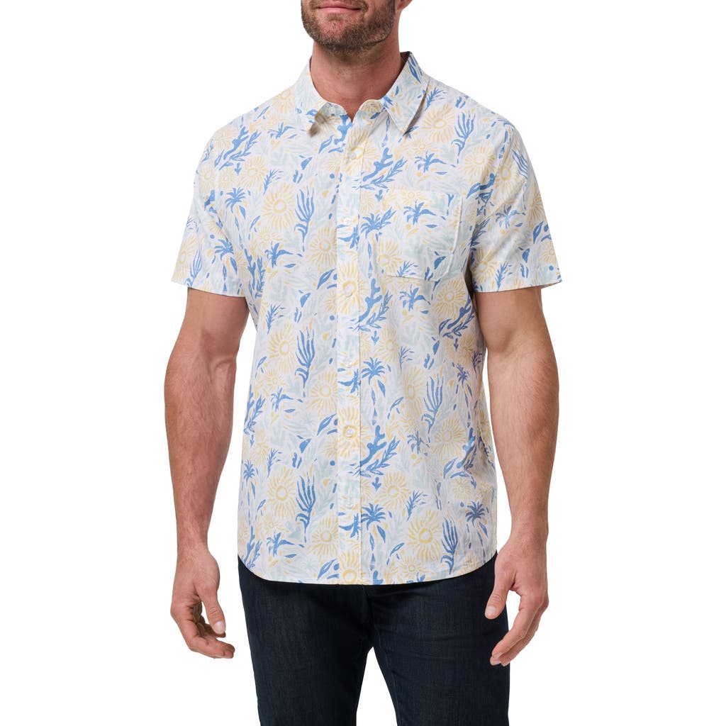 Travismathew Red Souvenir City Short Sleeve Stretch Cotton Button-up Shirt