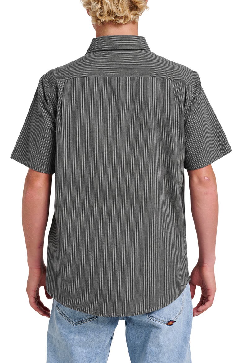 Oxford Stripe Classic Short Sleeve Button-Up Shirt, Alternate, color, PHANTOM
