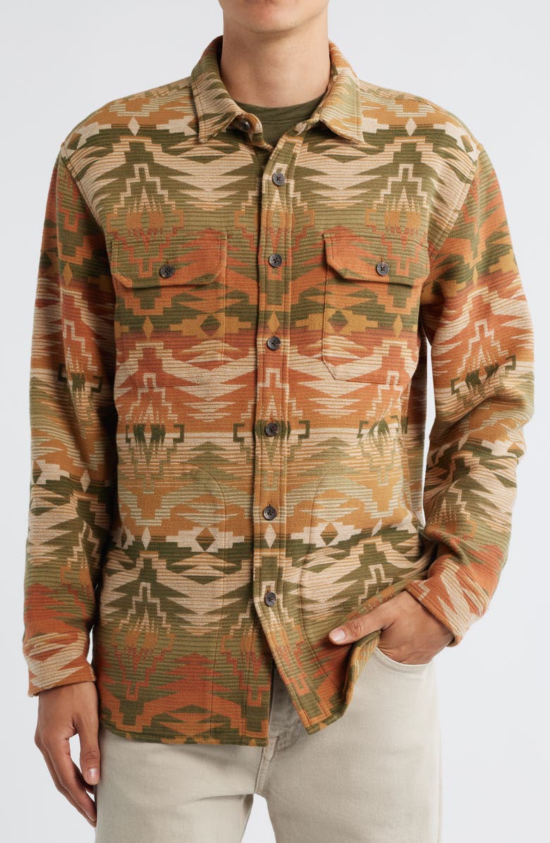 Pendleton Driftwood Stripe Chamois Button-Up Shirt, Alternate, color, Sedona Olive
