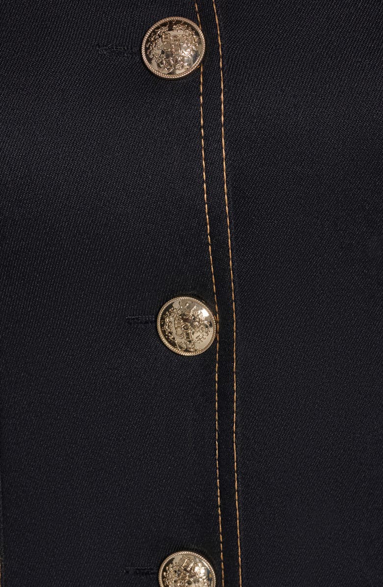 BCBG Button Front Denim Mini Shirtdress, Alternate, color, Black