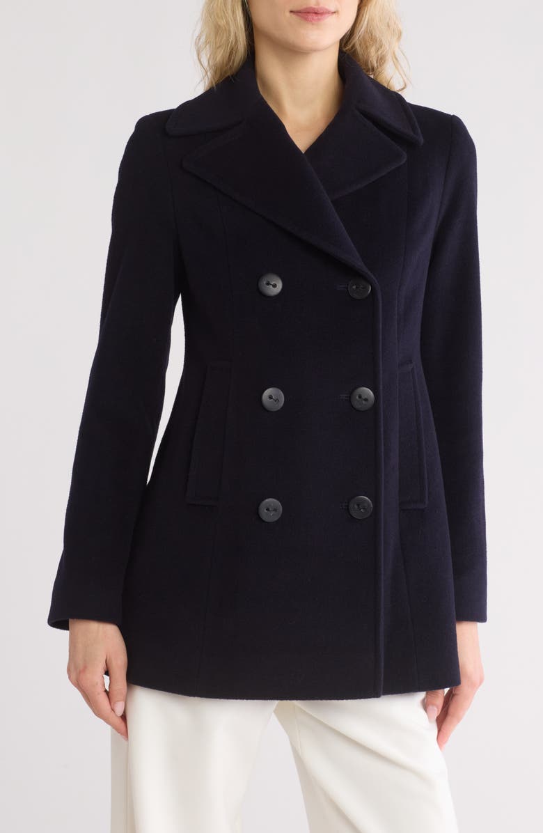 Fleurette Classic Wool Blend Peacoat, Main, color, Navy