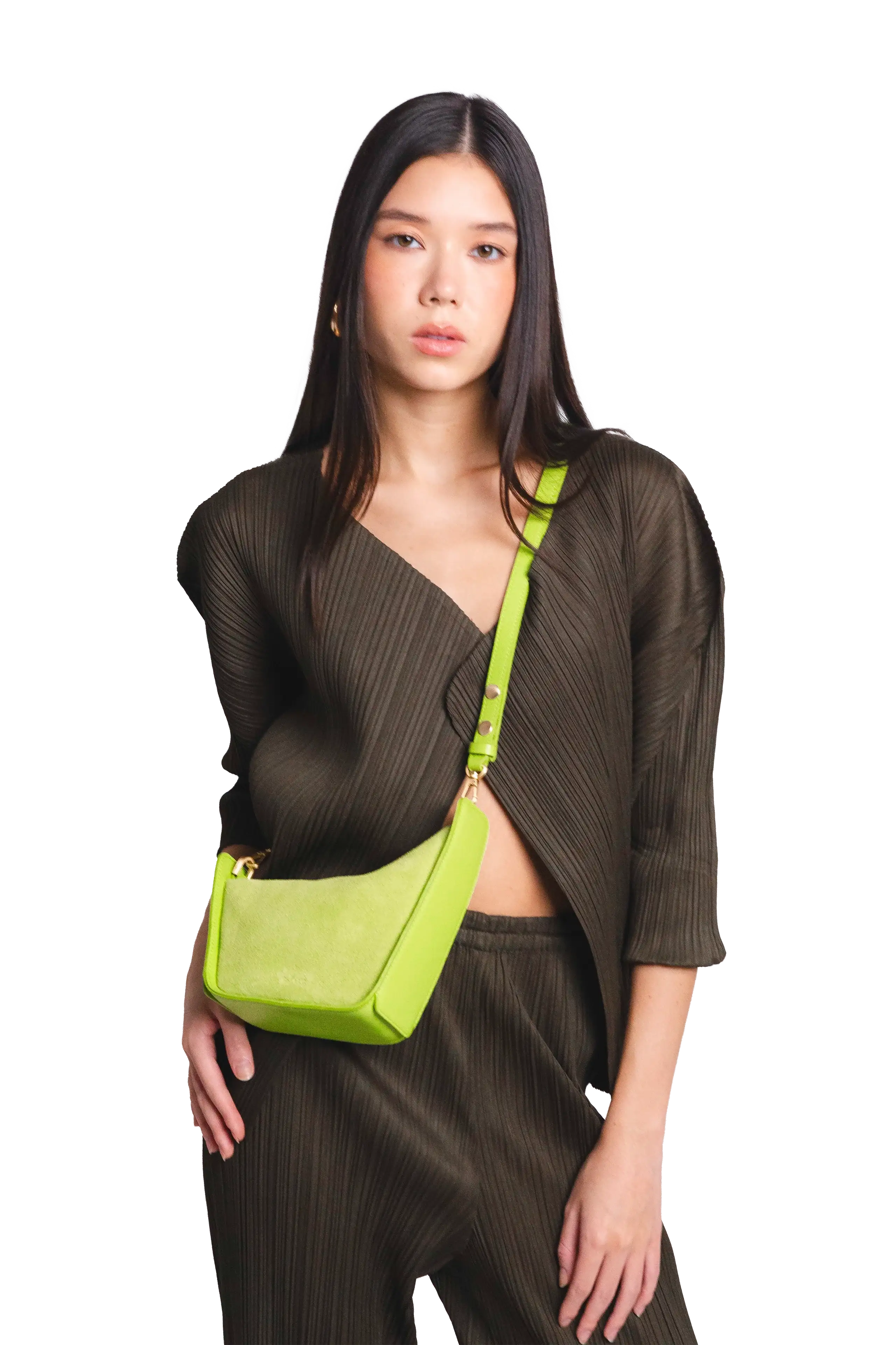 Esthera 10AM Mini Leather Shoulder Bag, Alternate, color, Lemon Green