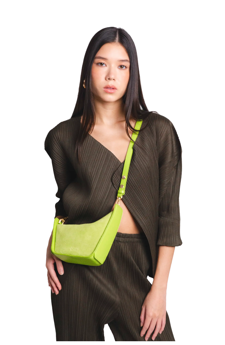 Esthera 10AM Mini Leather Shoulder Bag, Alternate, color, Lemon Green