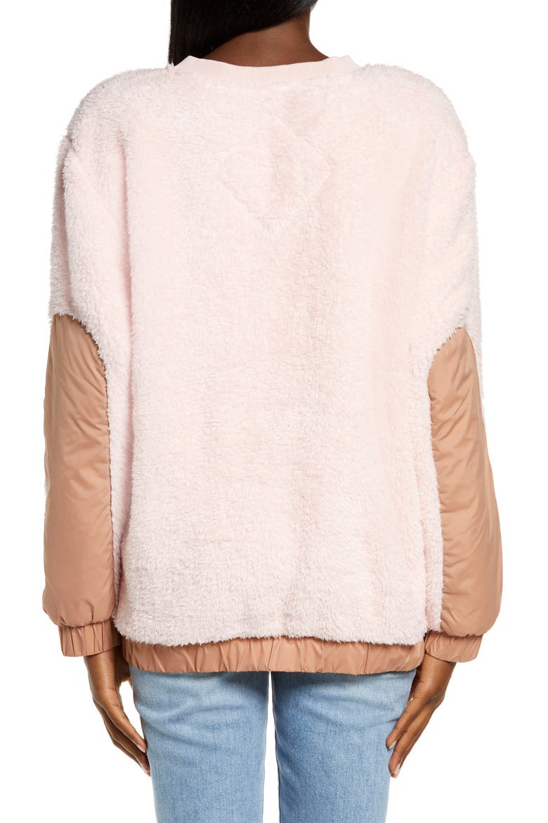 Furry Crewneck Sweatshirt, Alternate, color, LOTUS BLOSSOM / SANDALWOOD