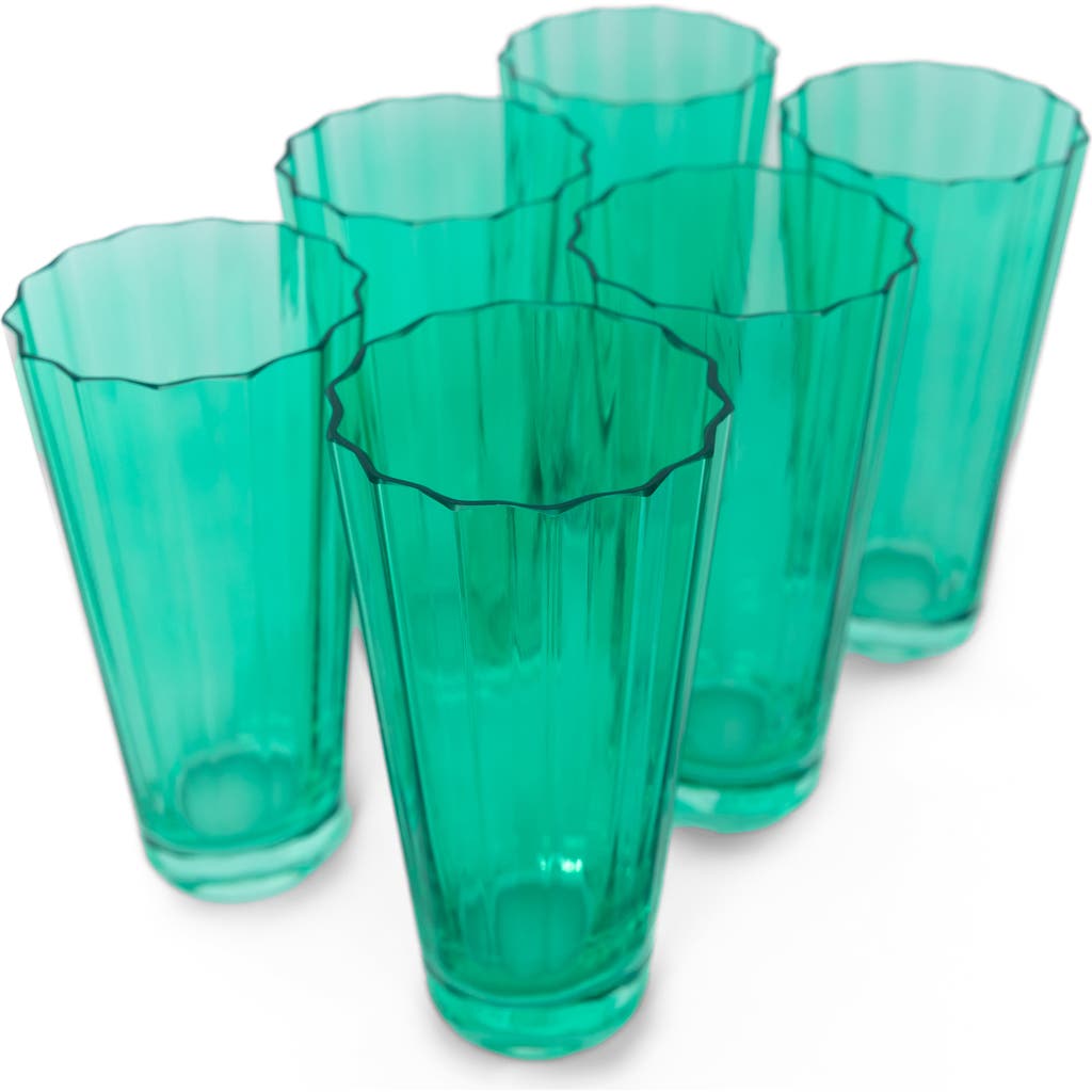 Estelle Colored Glass Sunday Set of 6 Highball Glasses in Kelly Green  product