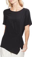 Vince Camuto Side Pleat Mixed Media Blouse