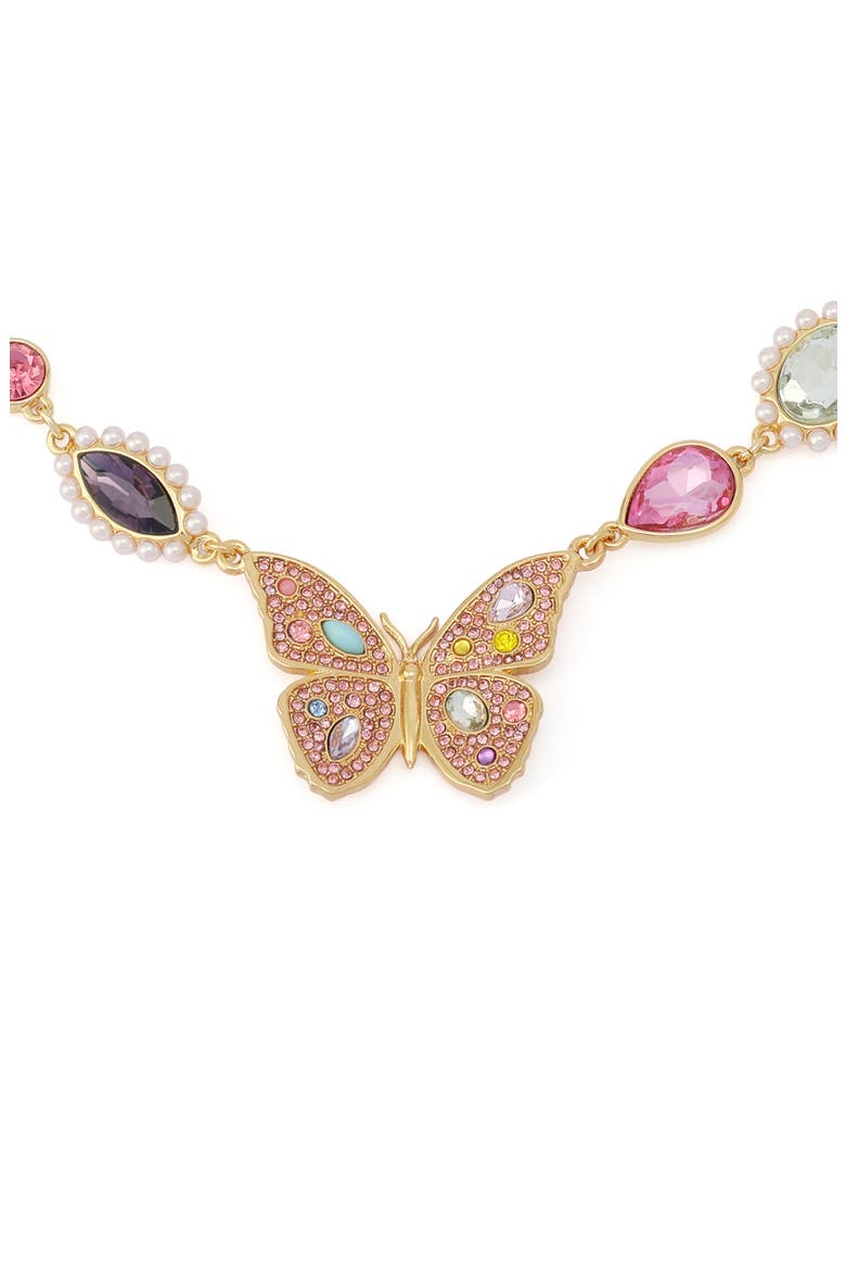 Butterfly Stone Necklace, Alternate, color, GOLD/ MULTI