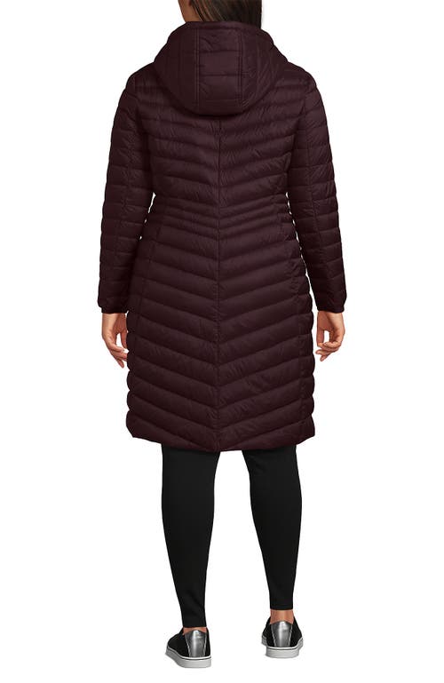 Lands' End Ultralight Packable Long Down Coat In Burgundy