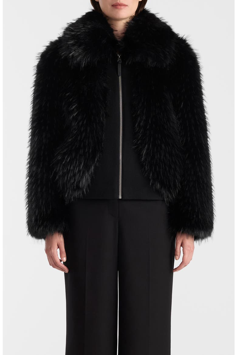Nanny Faux Fur & Wool Jacket, Main, color, BLACK