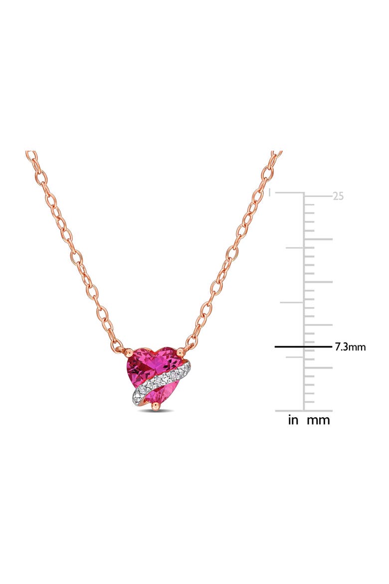 Lab Grown Pink Sapphire & Diamond Heart Pendant Necklace, Alternate, color, PINK